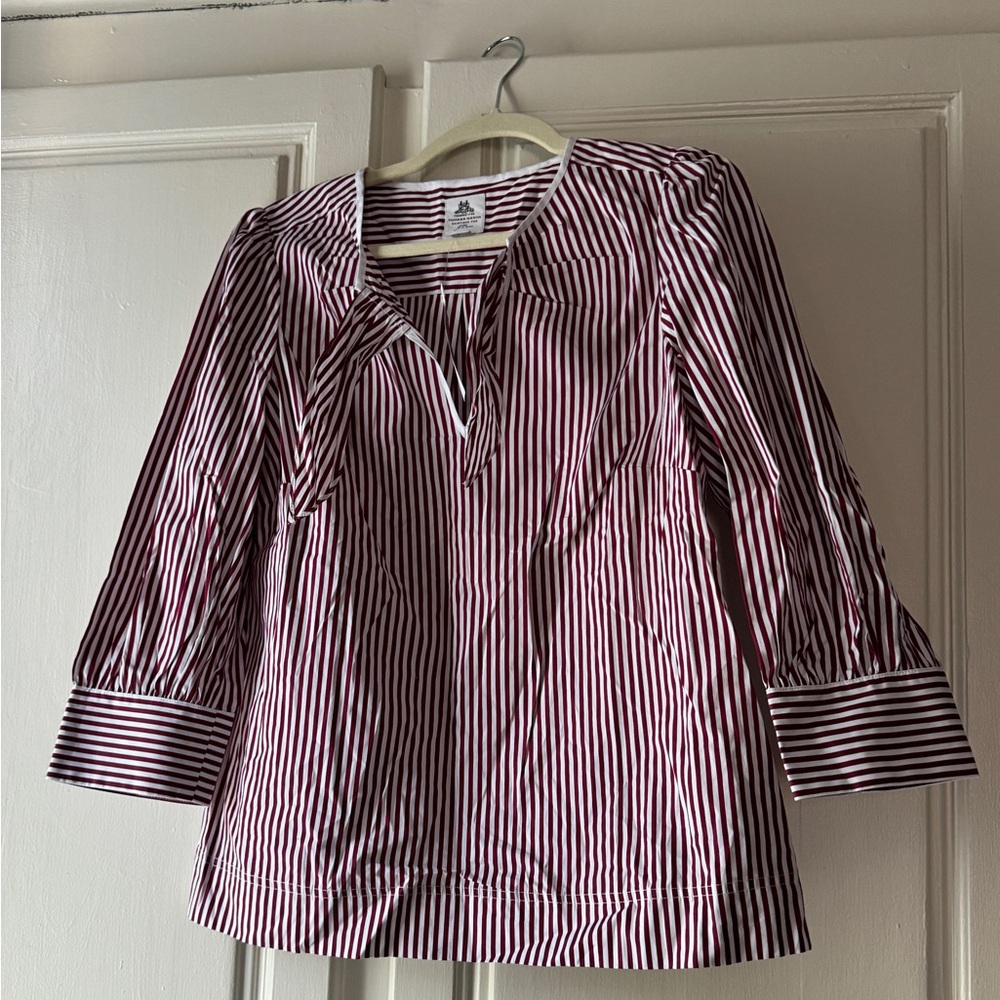 Thomas Mason® for J.Crew bow-neck top in stripe - Picture 2 of 4